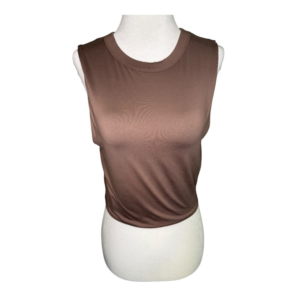 Naked Wardrobe Crop Top Sleeveless Tank Casual Brown XL NWT